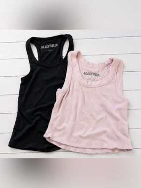 BUNDLE  KATIE J NYC (Girls Small)  Ribbed Tank Tops Black and Pink